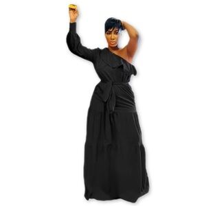 Black One Shoulder Maxi Dress